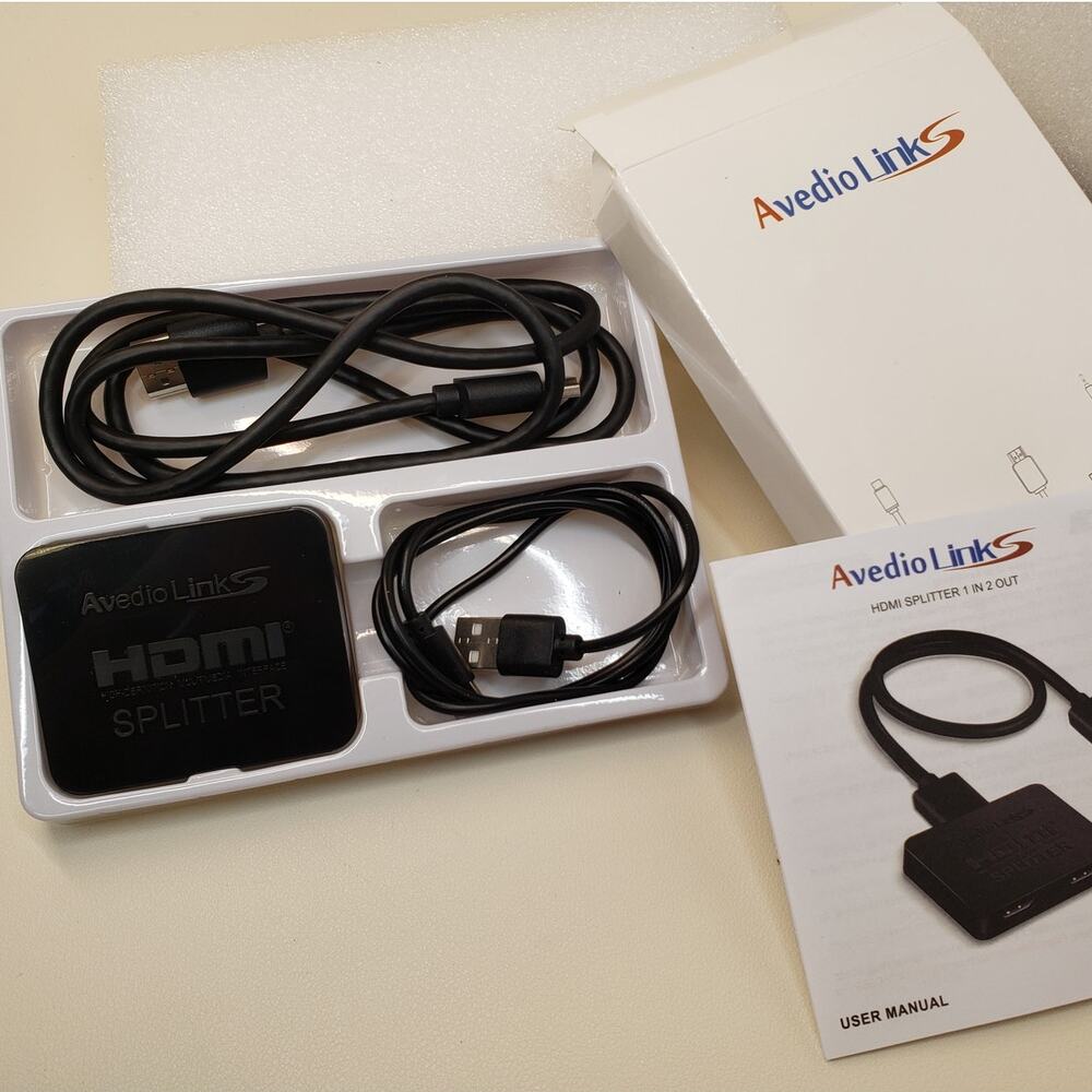 Avedio Links 4K HDMI Splitter 1 in 2 Out (Dual Monitor Duplicate/Mirror)